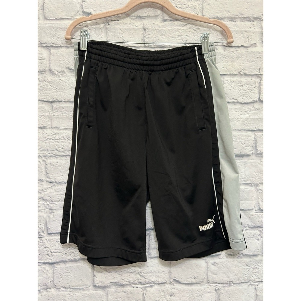 Puma Sport Lifestyle Shorts Size S Black Gray Trim Pocket Athletic Sports Casual